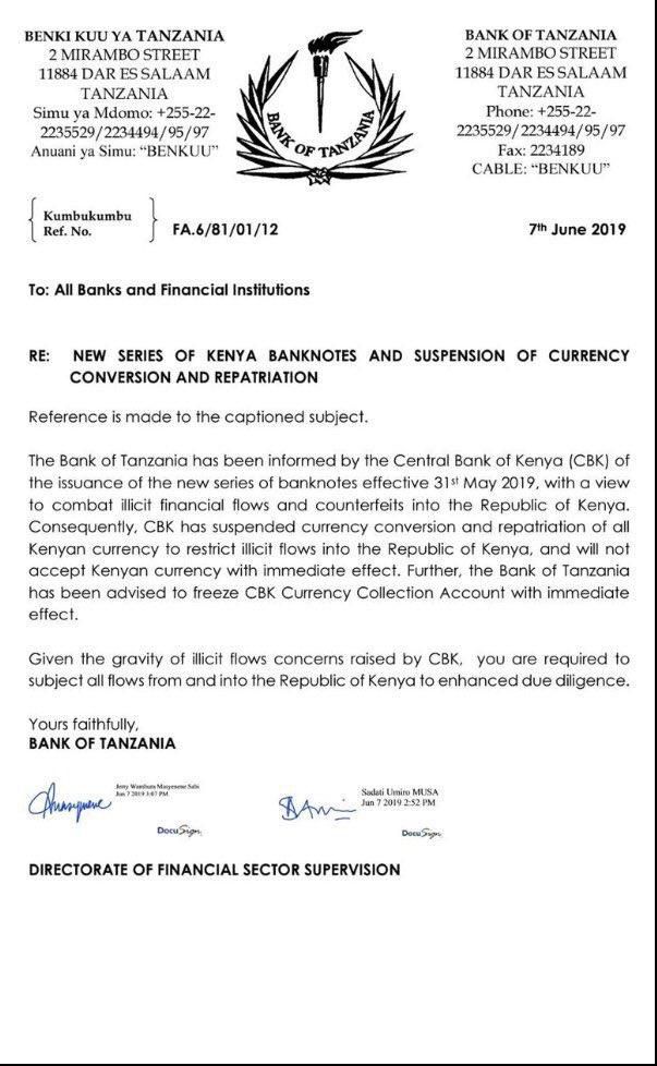 Tanzania stops conversion of Kenyan shilling to local currency