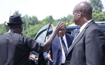 President Uhuru Kenyatta is received by Raila Odinga in Seme Ratta on 14 June 2019