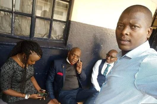 Journalist Jackie Maribe with Dennis Itumbi at the Muthaiga Police station