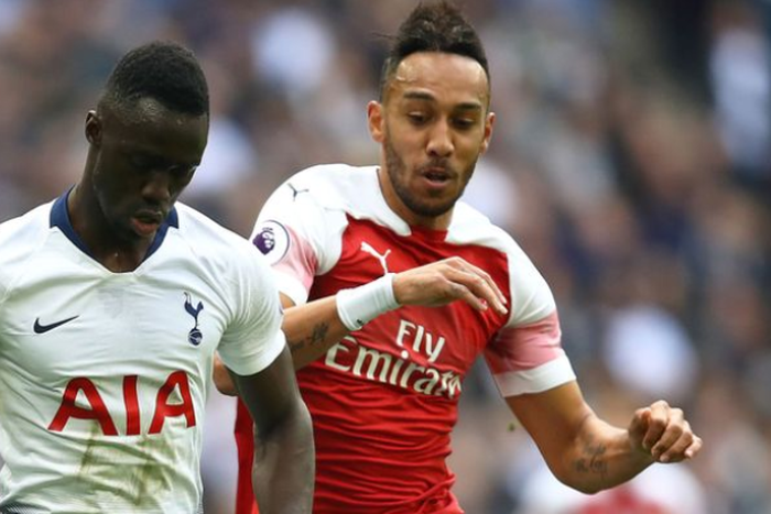 Pierre-Emerick Aubameyang and Davinson Sanchez battle for the ball during last season's game