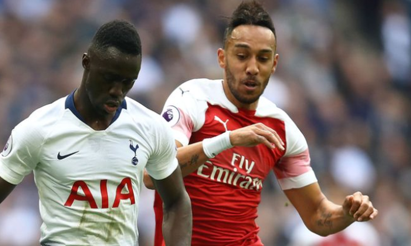Pierre-Emerick Aubameyang and Davinson Sanchez battle for the ball during last season's game