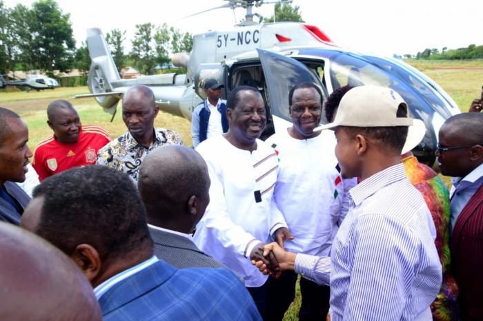 Raila Odinga arriving for the Kitui BBI forum
