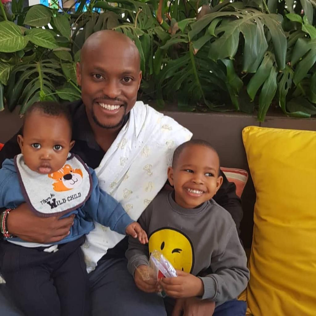 Eddie Ndichu with his two sons Huru and Mali