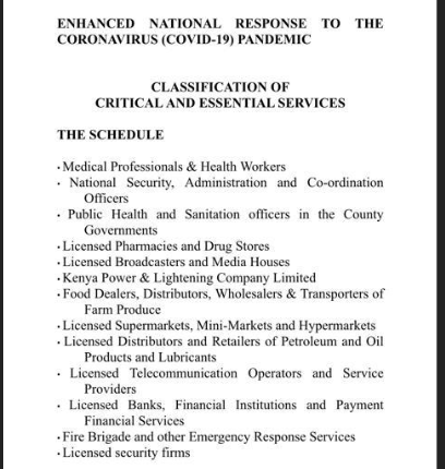 List of persons exempted from Uhuru’s COVID-19 curfew set to begin on Friday