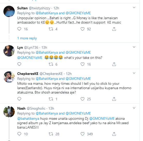 Bahati’s savage claps back at G Money after saying he doesn’t know him (Screenshots)