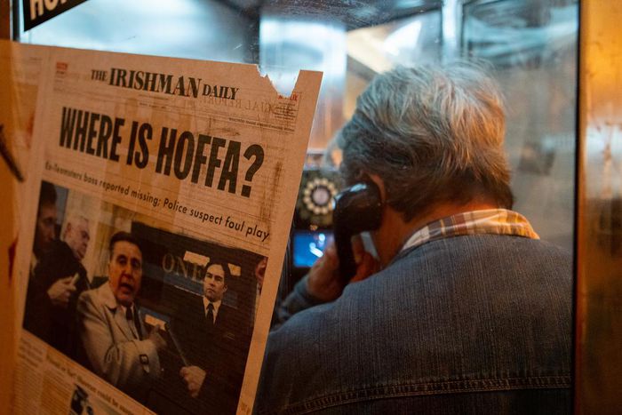 'The Irishman' on Broadway: Phone Booths, Broadsheets and Jimmy Hoffa Stickers