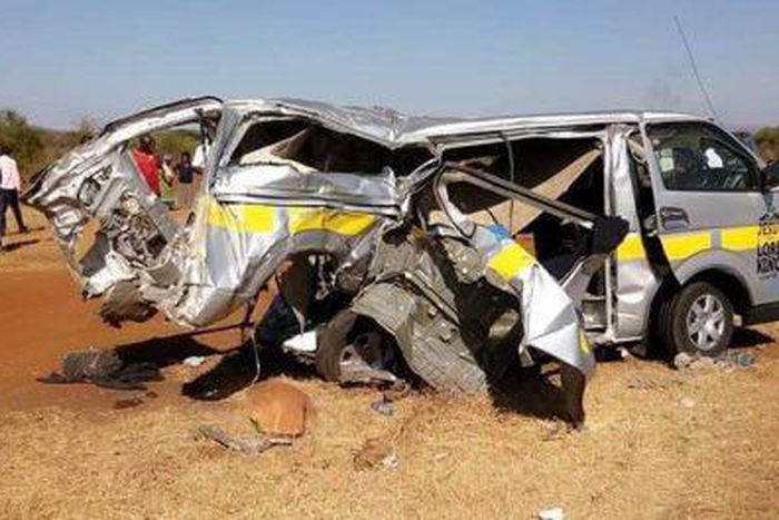 File image of the mangled wreck of a matatu which was involved in a road accident with a lorry near Masimba market in Kajiado County in March