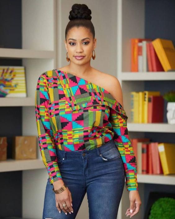 Ankara and denim styles (Pinterest)