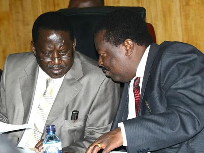 Opposition leader Raila Odinga with ANC leader Musalia Mudavadi