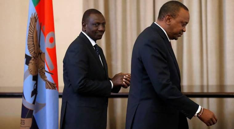 File image of President Uhuru Kenyatta and his Deputy William Ruto after delivering a statement