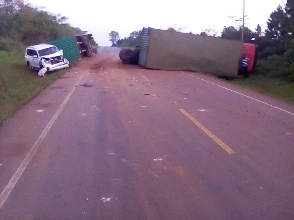 Odonga Otto's crashed vehicle (Twitter)