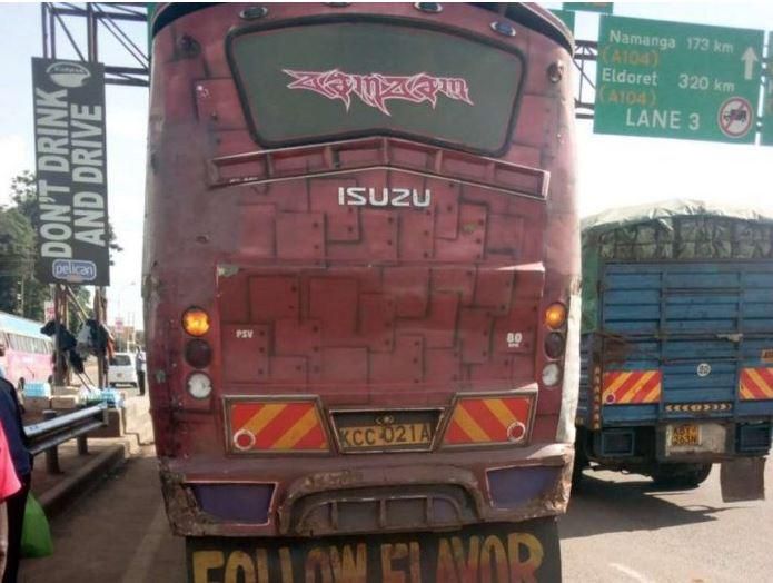 The Zamzam SACCO bus whose conductor is accused of throwing out 25 year old Gerald Kamotho last Friday The bus was involved in a similar incident last year but was released in unclear circumstances