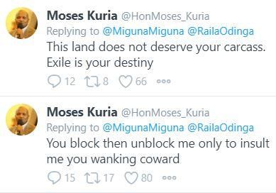 Moses Kuria's tweets