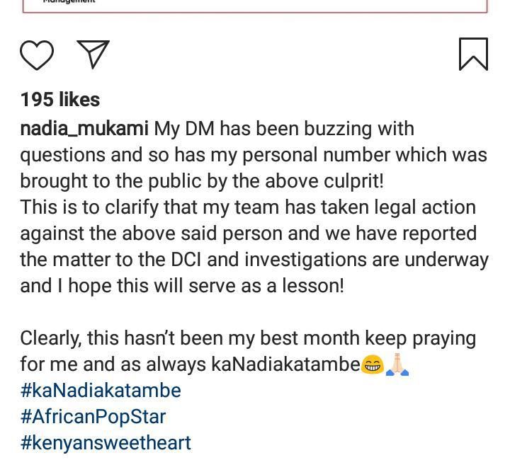 Nadia Mukami takes legal action against female Stella Bella  fan for defamation