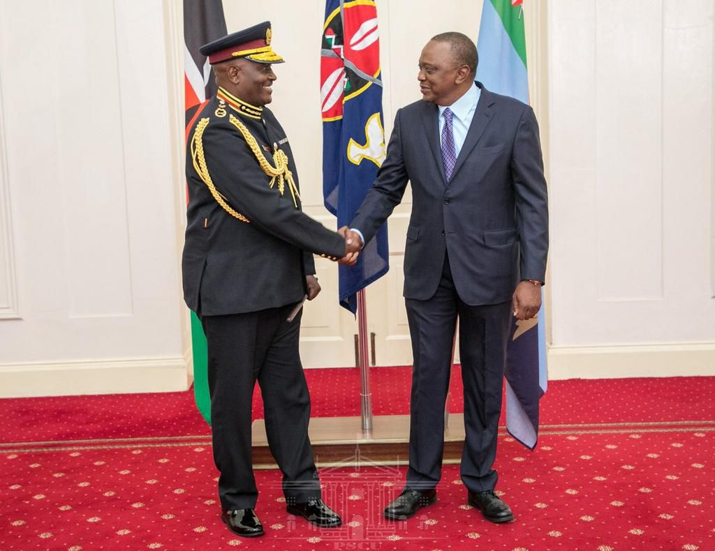 President Uhuru Kenyatta with IG Hillary Mutyambai