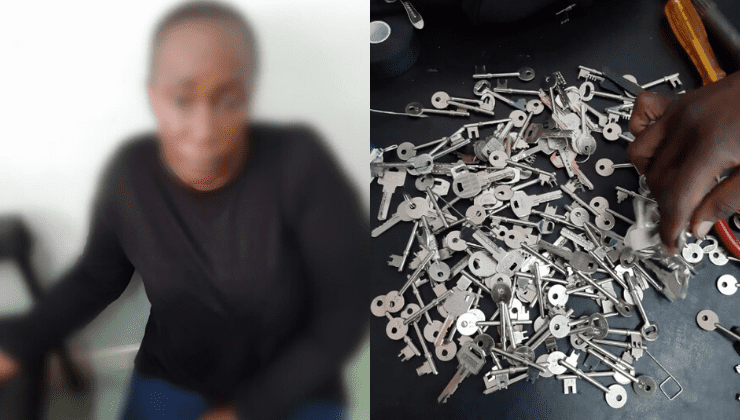 A collage image of the suspect, Elizabeth Akinyi (l) and the items that were recovered after her arrest (R)