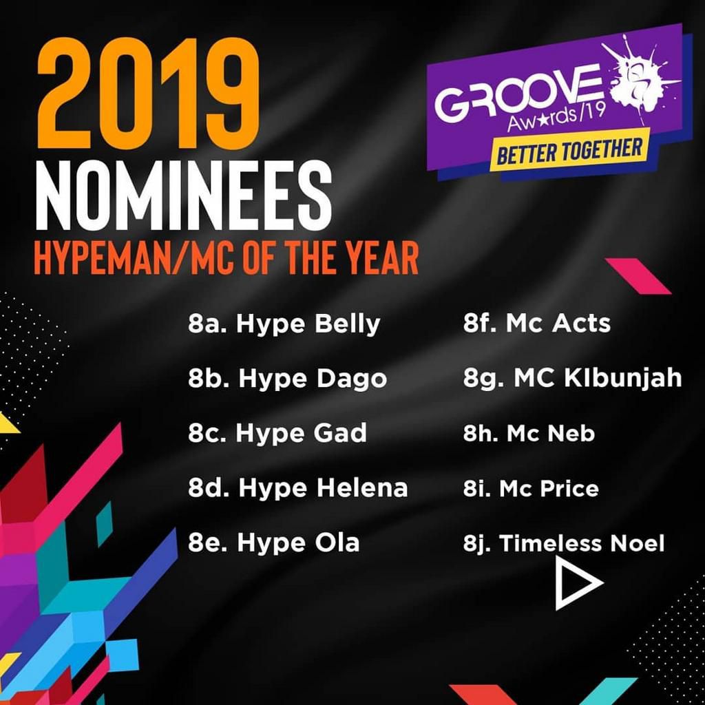Groove Awards List of Nominees for 2019