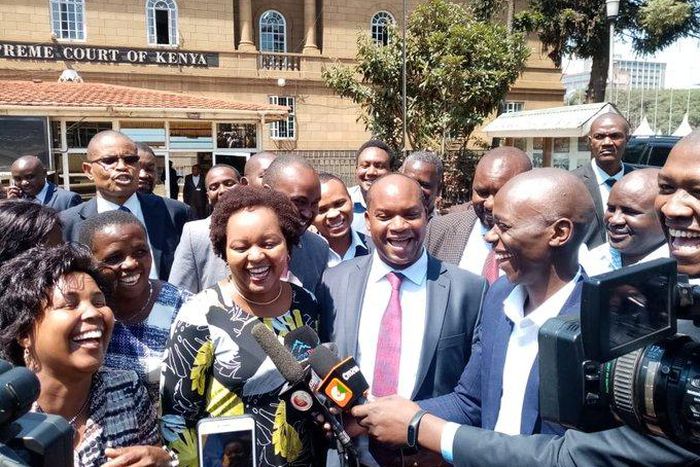 Governor Anne Waiguru outside the Supreme Court/ courtesy