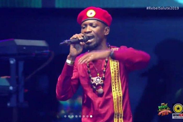 Bobi Wine performing at Rebel Salute festival