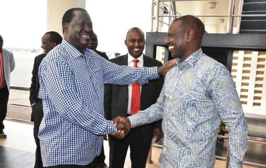 File image of DP Ruto with Raila Odinga
