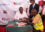 President Uhuru Kenyatta registering for Huduma Namba at the launch of the exercise