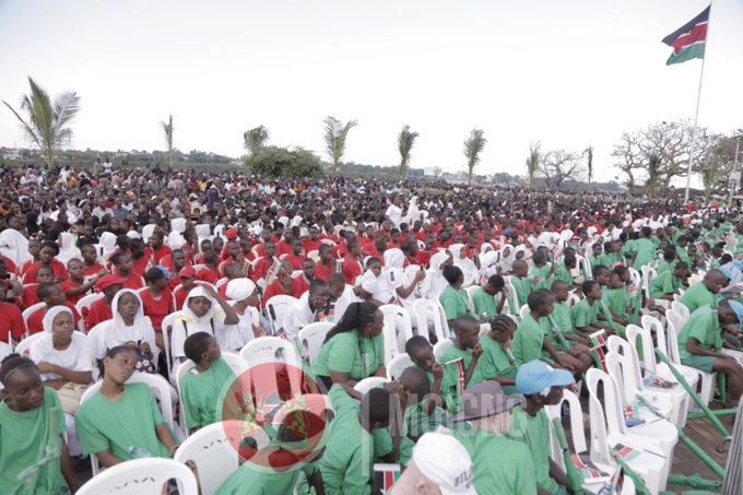 Thousands gather for Mashujaa Day celebrations where President Uhuru Kenyatta and , Raila Odinga are set to make history by presiding over a military ocean parade conducted by Kenya navy