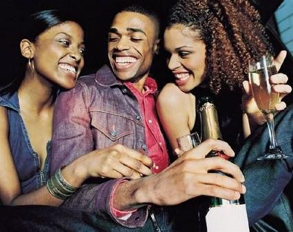 A man partying with two ladies