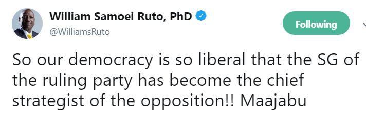 DP Ruto's tweet