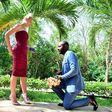 KTN Journalist proposes to Mzungu girlfriend (Chanji/Facebook)
