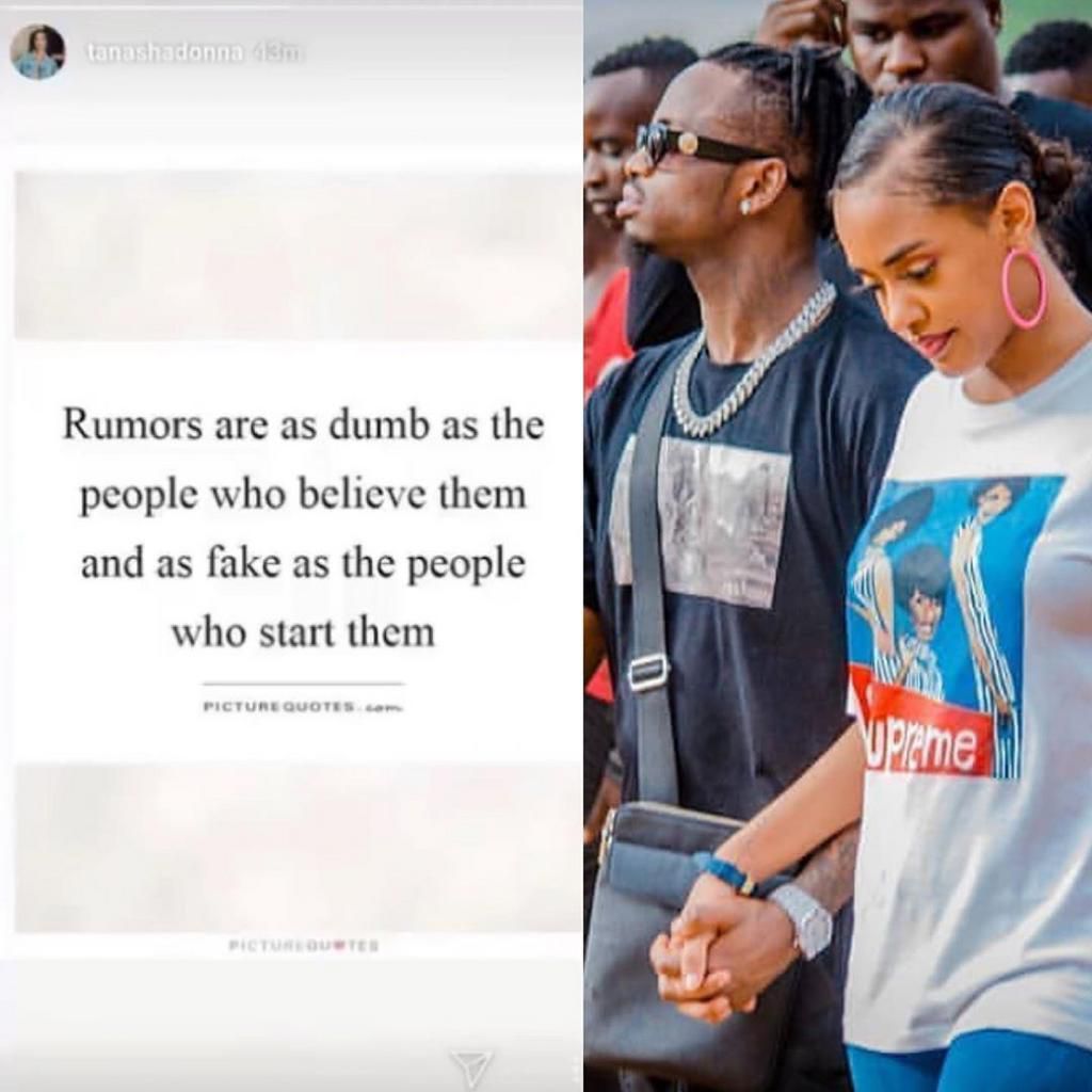 Tanasha Donna’s response after reports that Diamond is already cheating on her (screenshots)