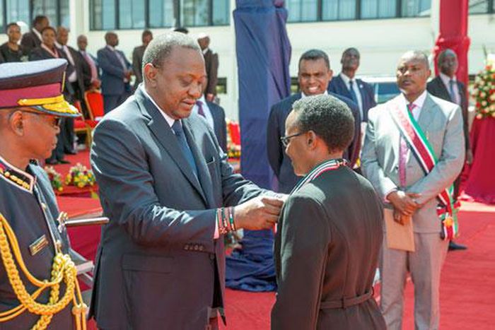 A file photo of President Uhuru Kenyatta at a  past function at DCI Headquaters