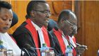 File image of CJ David Maraga (Middle) addressing the press flanked by other Supreme court judges