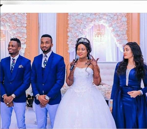 Diamond Platnumz, Romy Jones and his wife, Zari Hassan during the Wedding day