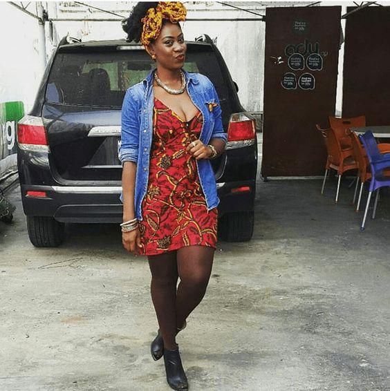 Ankara and denim styles (Pinterest)