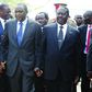 File image of DP Ruto(L), President Kenyatta (Centre) and Raila Odinga (R) at a past event