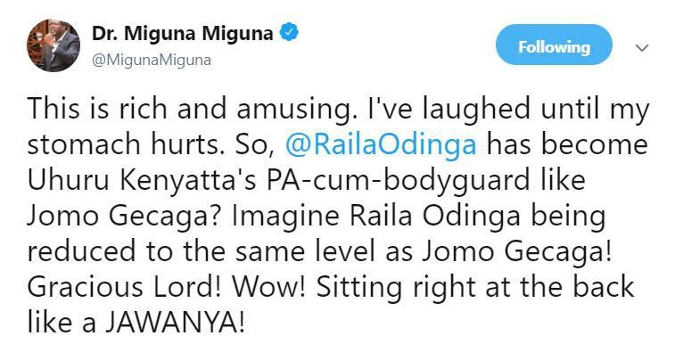 Miguna Miguna attacked after claims that Raila was Uhuru’s bodyguard