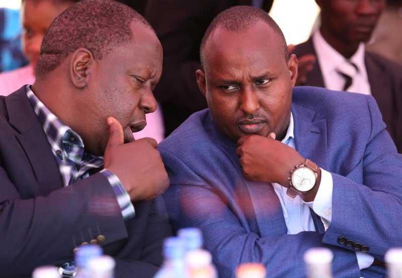 File image of CS Fred Matiangi and Junet Mohamed at a fund raiser in 2018