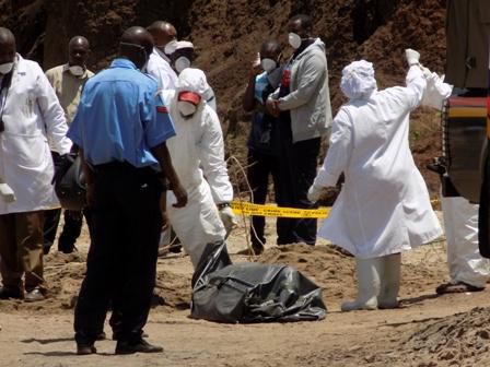 Pathologits when they exhumed the body of Father Michael Kyengo