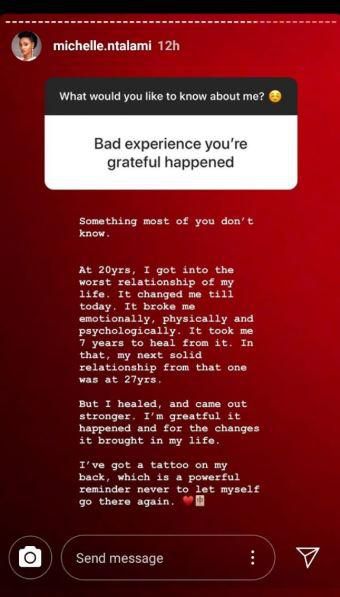 Michelle Ntalami opens up on her worst relationship