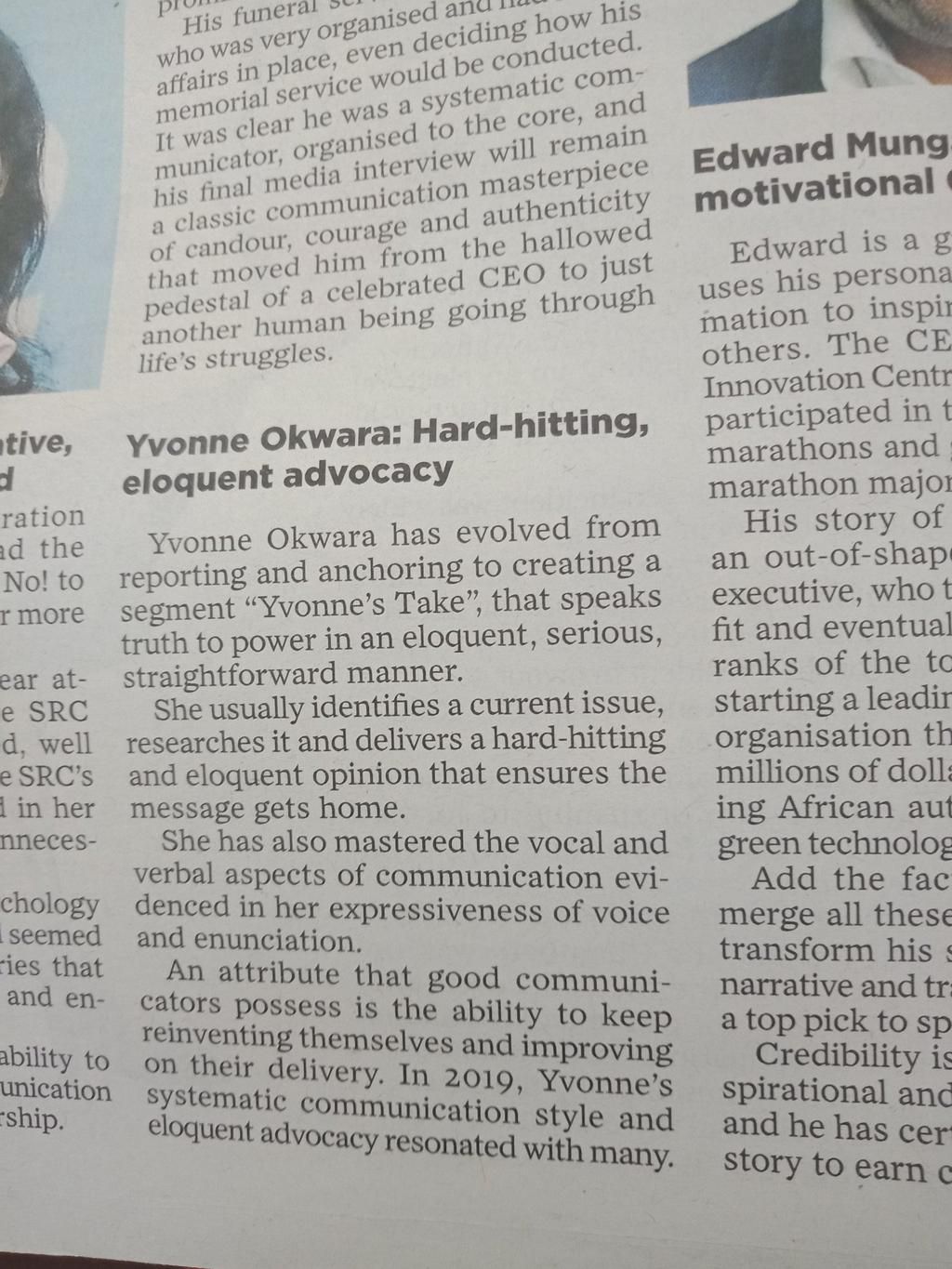 Yvone Okwara’s reaction after special recognition by Daily Nation