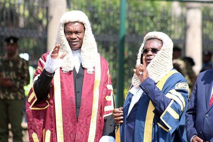 National Assembly Justin Muturi with Senate Speaker Kenneth Lusaka. The speaker’s daughter, identified as Winnie Makelo unveiled the multimillion palatial home