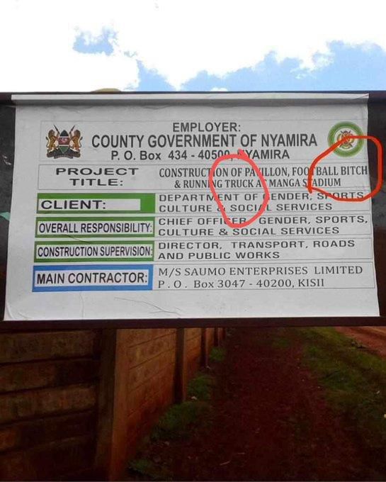 Nyamira sign board, that Kenyans are trolling