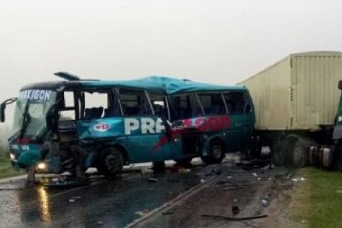 The scene of the Sunday morning accident along Nairobi-Mombasa road