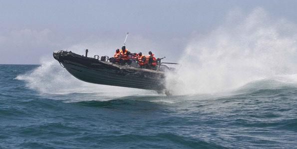 Navy boat patrolling the sea
