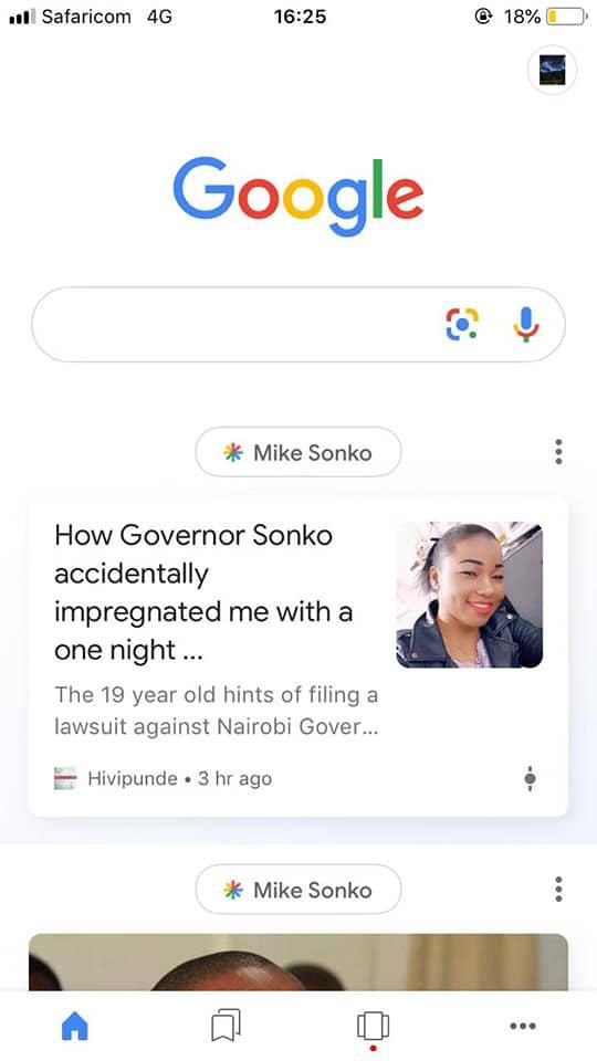 A screenshot shared by Governor Mike Sonko