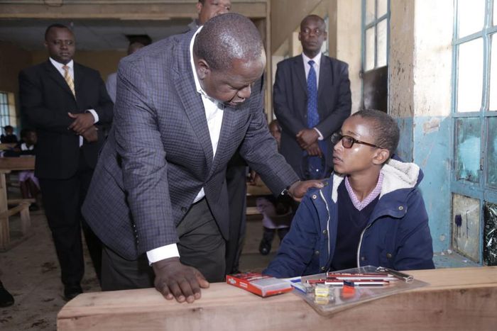CS Fred Matiang’i shows his soft side with kind prayer to KCPE candidates at Gilgil school