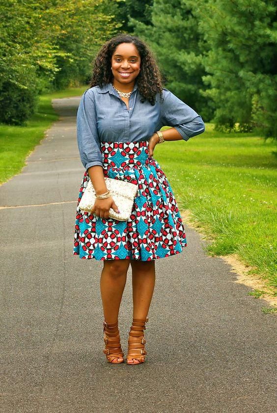 Ankara and denim styles (Pinterest)