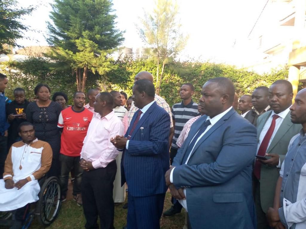 Former Prime Minister Raila Odinga visits the family of late Hassan Omido