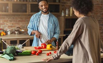 African American Couple Cooking.