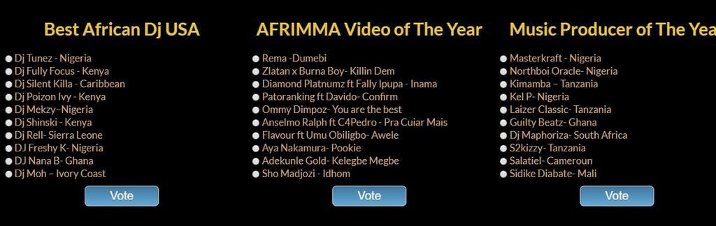 Full List of Nominees for 2018 African Muzik Magazine Awards